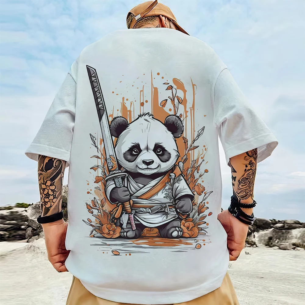 Chinese New Year Men\'s T-Shirt 3d Panda Printed Male Clothing Summer Casual Short Sleeve Top Loose Oversized T-Shirt Street Tees