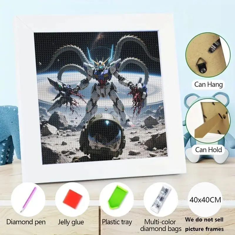 

1 шт. DIY 5D Full Drill Diamond Painting Kit, Majestic Sci-Fi Robot Mecha Warrior & Astronaut on Alien Planet in Space, Cosmic Lan