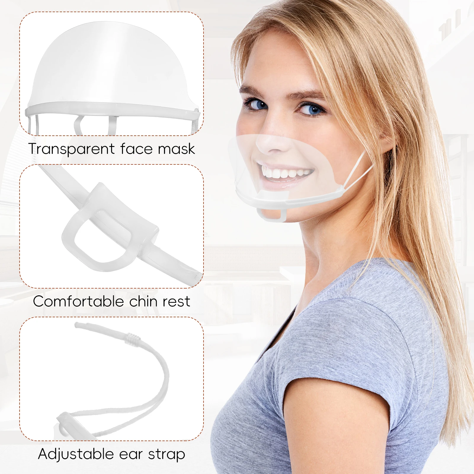 20 قطعة من البلاستيك الشفاف قناع الشيف درع قابل لإعادة الاستخدام مكافحة الضباب واقية واقي الوجه سبلاش برهان قناع غطاء للفم لوازم المطاعم