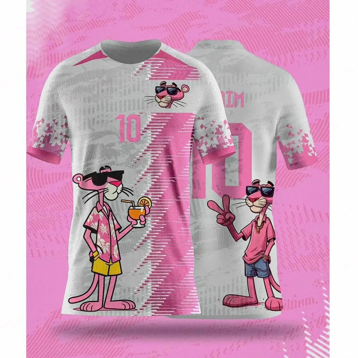 2024Summer New T-Shirt Pink Panthers #10 Summer Football Special Commemorative Edition Jersey Design Children's Unisex Size Tops