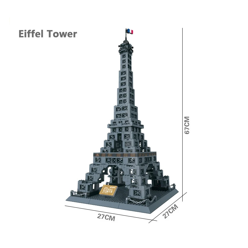 City Architecture Building Blocks Space Needle Taj Mahal Big Ben Eiffel Tower London New York Paris Construction Toys For Adults