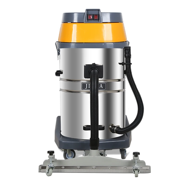 Yellow 70L Manual Vacuum Cleaner 2000W Factory Industrial Commercial Front Scraper Manual Scrubber