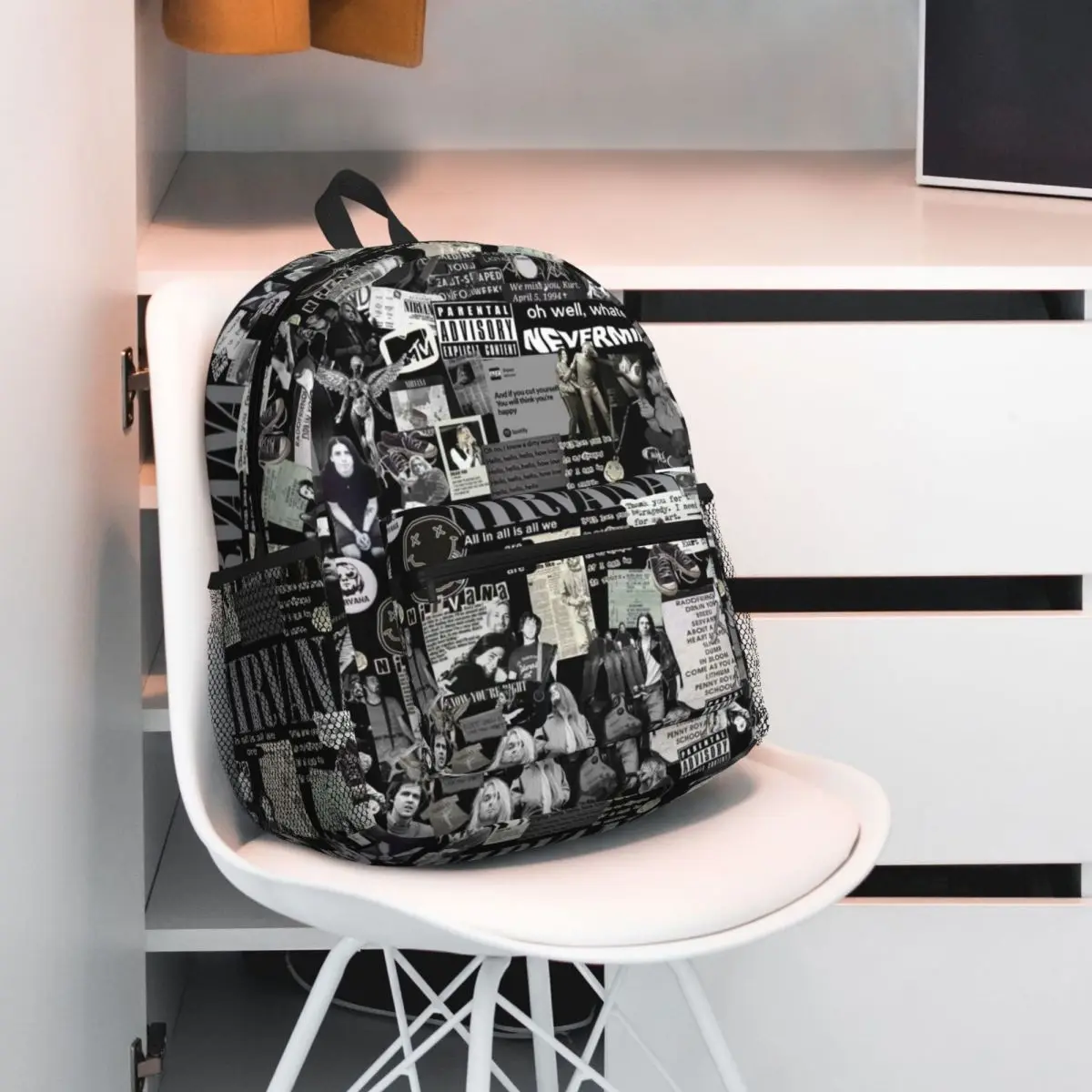 Nirvanas One Sided Smile Backpack Daypack Large Capacity Kids BookBag School Bag Shoulder Bags for Men Women