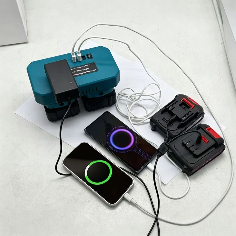 Battery Output Inverters Adapter for Outdoor Device Use with Household Outlet, USB Charging, Display Window and Power D2RD