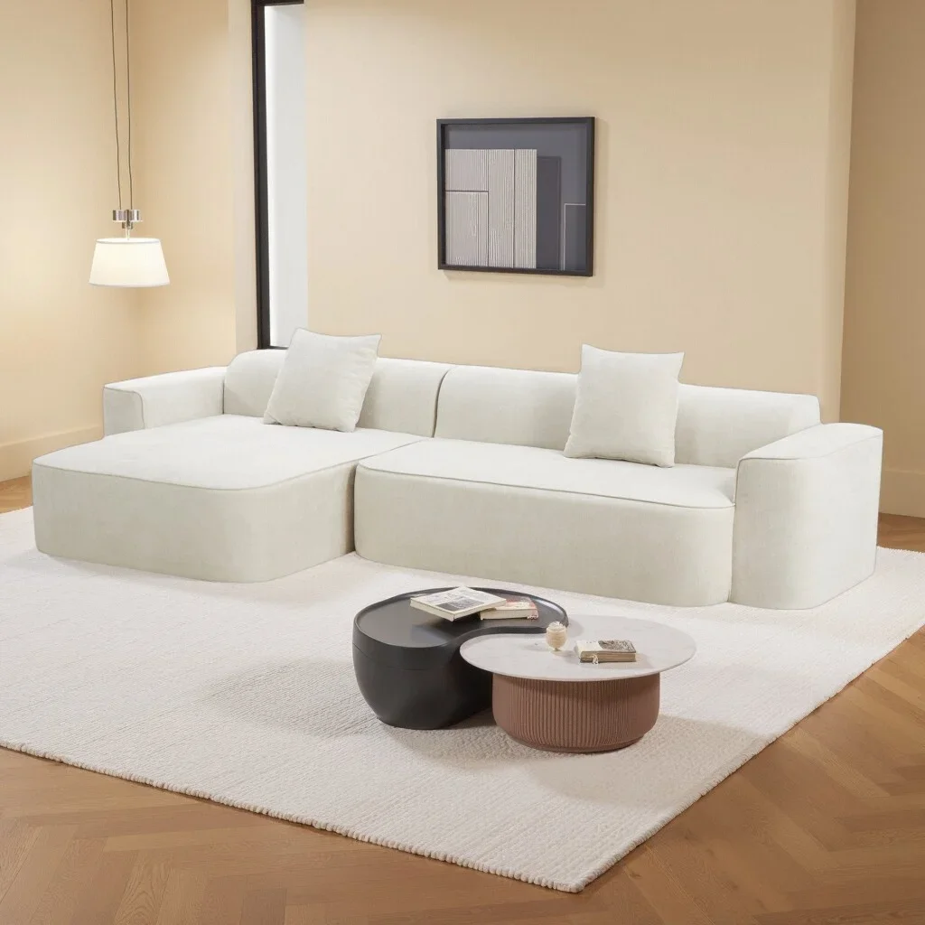Compression Sofa L-Shaped 3 Seater Set Vacuum Packed High Resilience Foam Long-Lasting Comfort Modern Living Room Furniture