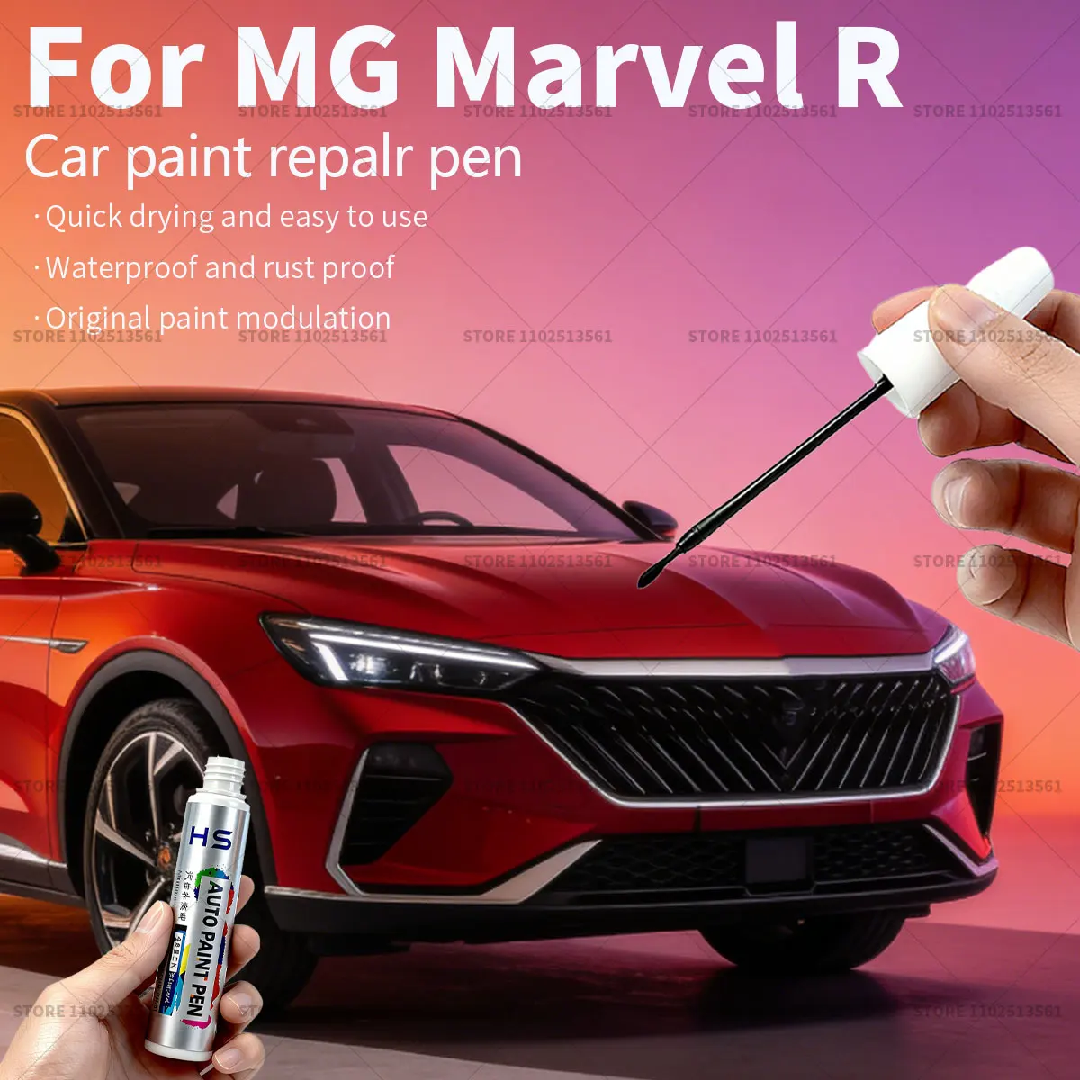 For MG Marvel R Car Paint Repair Pen Paint Scratch Repair Accessories watch grey pearl white Black kirin grey prism blue