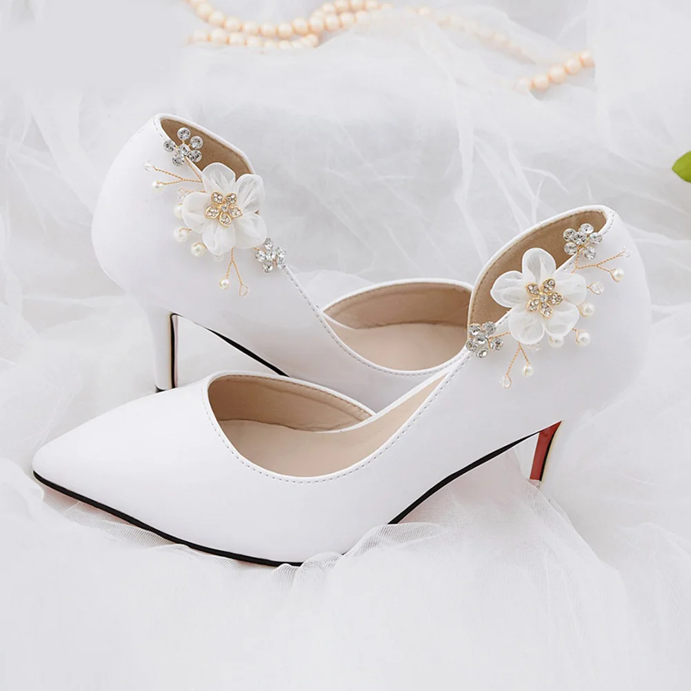 

1 Pair Bride Shoe Clip Wedding Decoration Accessory Sparkling Rhinestone Floral Shoe Buckle Elegant Design