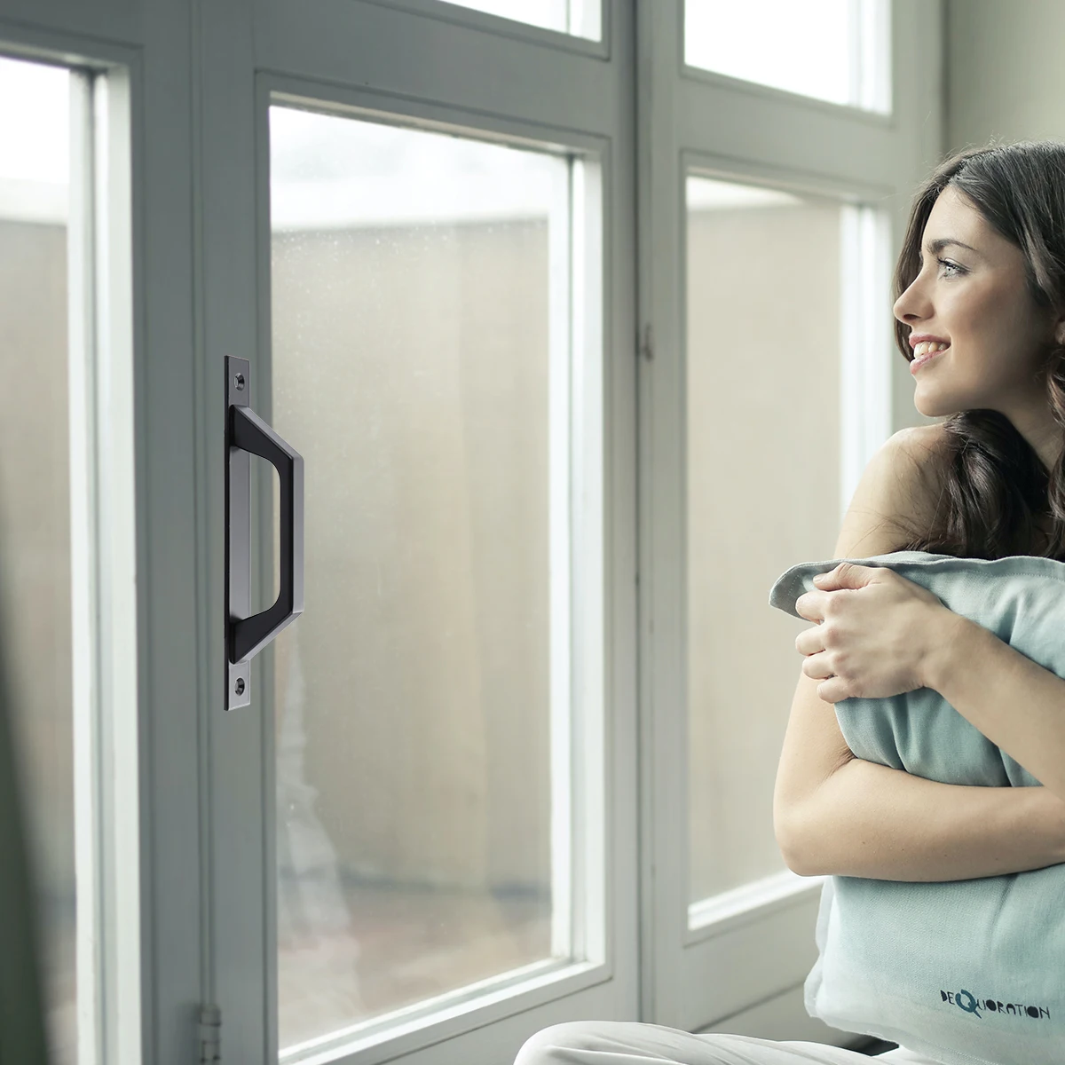 

Sliding Door Handle Window Barn Durable Alloy Glass Black Industrial Style Corrosion Resistant Decoration