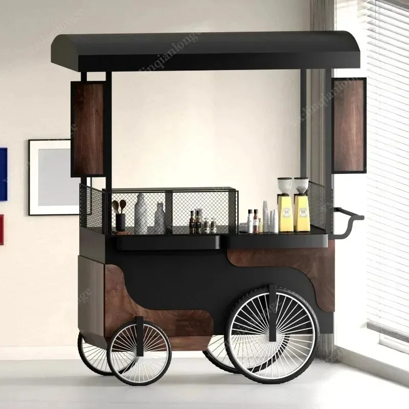 Dining cart  with silent large hotel snack  stall  commercial display car