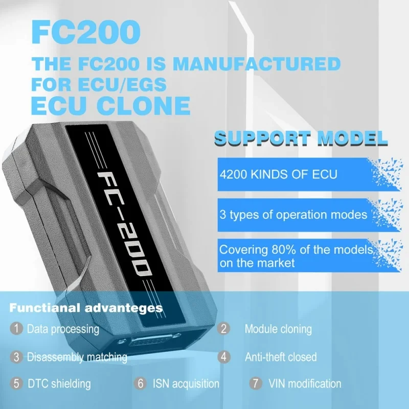 ECU Programmer Tool For CG CGDI FC200 Full Version Support 4200 ECUs and 3 Operating Modes Calculating Checksum MPC5XX Adapter