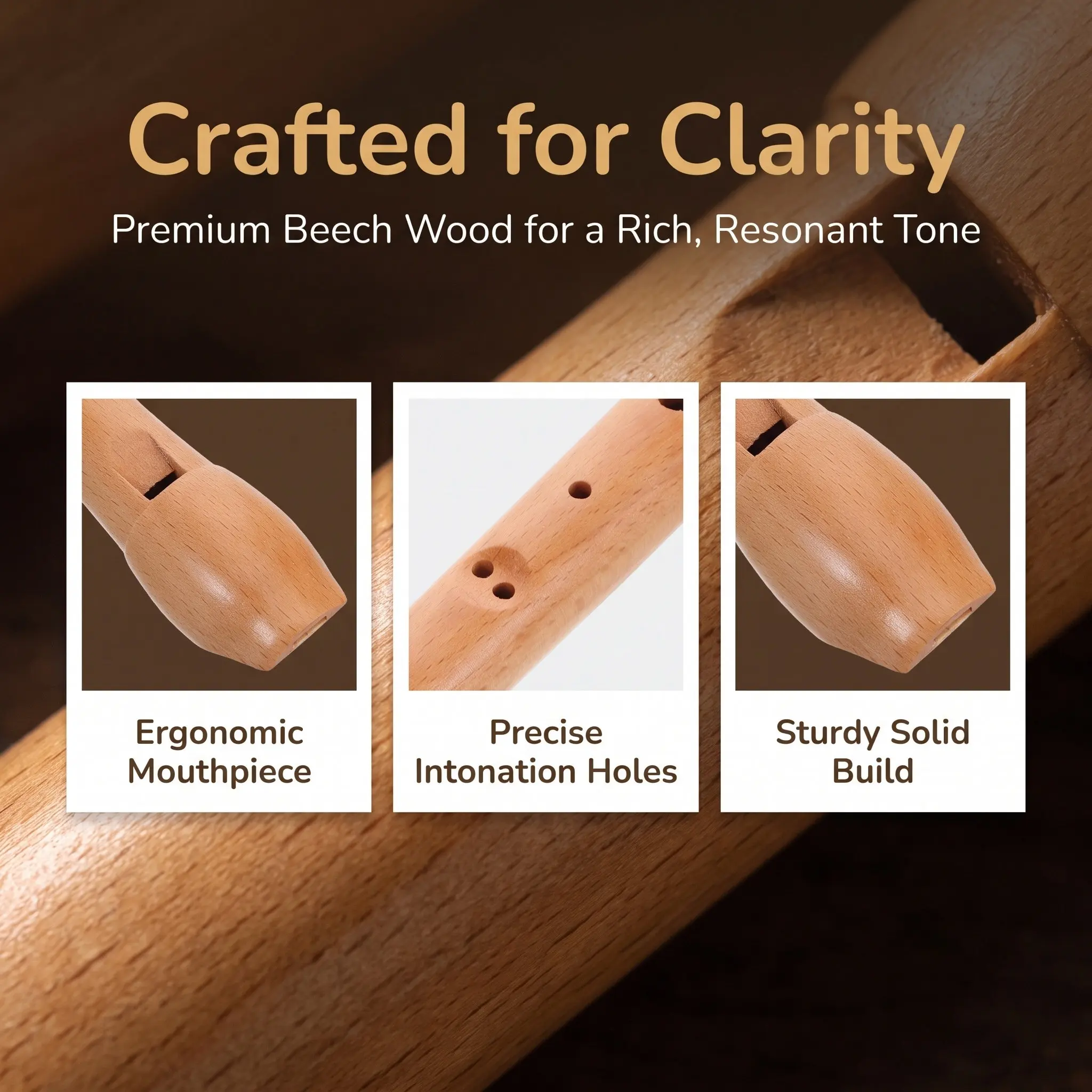 Wood Soprano Recorder Eight Hole Design Beginner Friendly Warm Clear Sound Ideal Practice Kids Music Flute Instrument