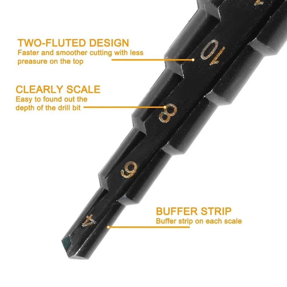 4-22 HSS Step Drill Bit Straight Groove Titanium Coated Wood Metal Hole Cutter 4241 High Speed Steel Core Drill Bit