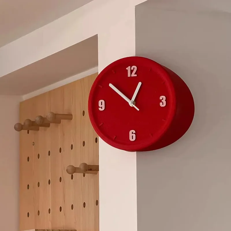 Round Red Small Wall Watch Clock Unique Design Decor Classic Wall Watch Clock Digital Modern Horloge Murale Living Room Decor