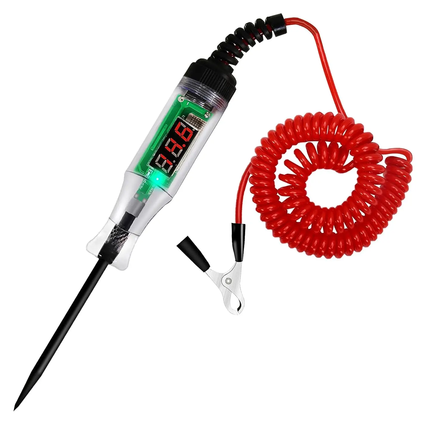 6/12/24V Dc Digital Display Extended Spring Cable Automotive Digital Voltage Circuit Tester Truck Automotive Light Test Pen