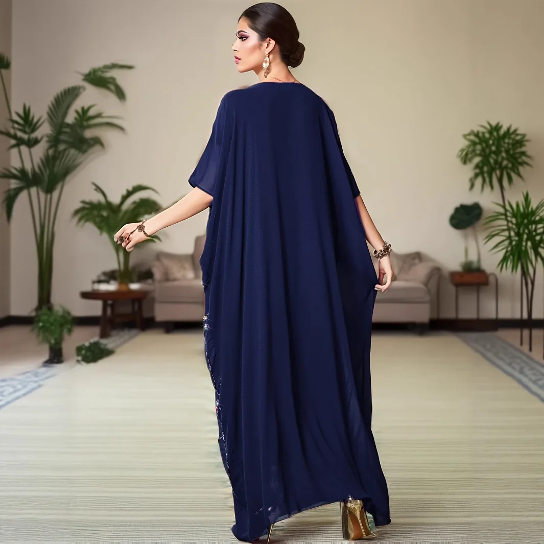 Ba3162 nouvelle industrie lourde brodée perle fleur Cape cousue à la main fleur tridimensionnelle arabe Robe de soirée longue jupe élégante