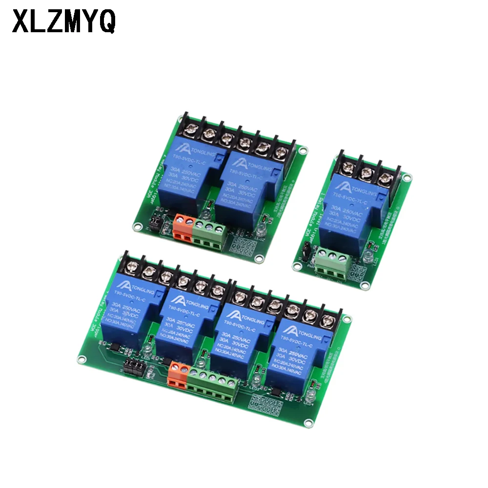 Módulo de Relé com Isolamento Optoacoplador, Trigger Relays Board, 1 Way, 2 Channel, 4 Channel, 5V, 12V, 24V, Suporta Alto e Baixo Gatilho