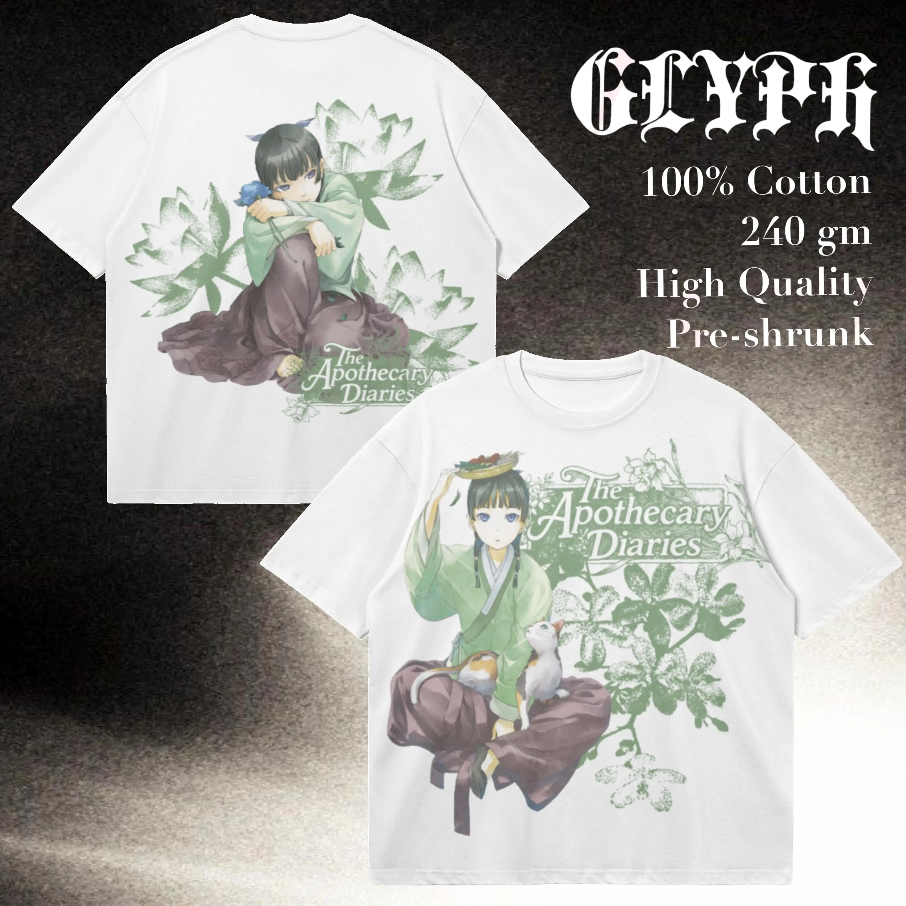 Anime The Apothecary Diaries Maomao T-shirt Double Sided Graphic Print Kusuriya No Hitorigoto Unisex Cotton Short Sleeve Tee