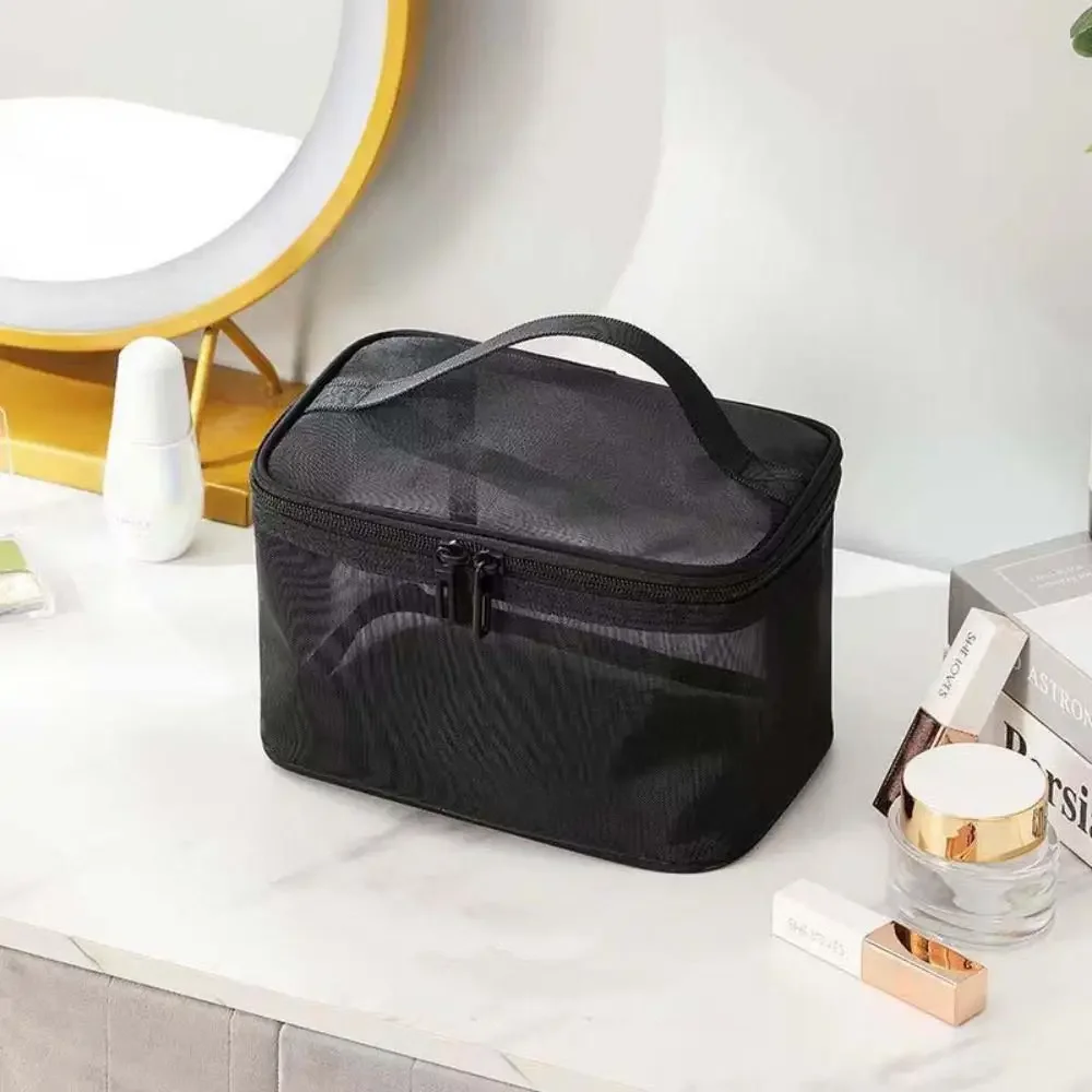

Zipper Mesh Cosmetic Bags 1/2/3 Layers Handbag Double-layer Storage Bag Wash Pouch Transparent Toiletries Organizer Outdoor