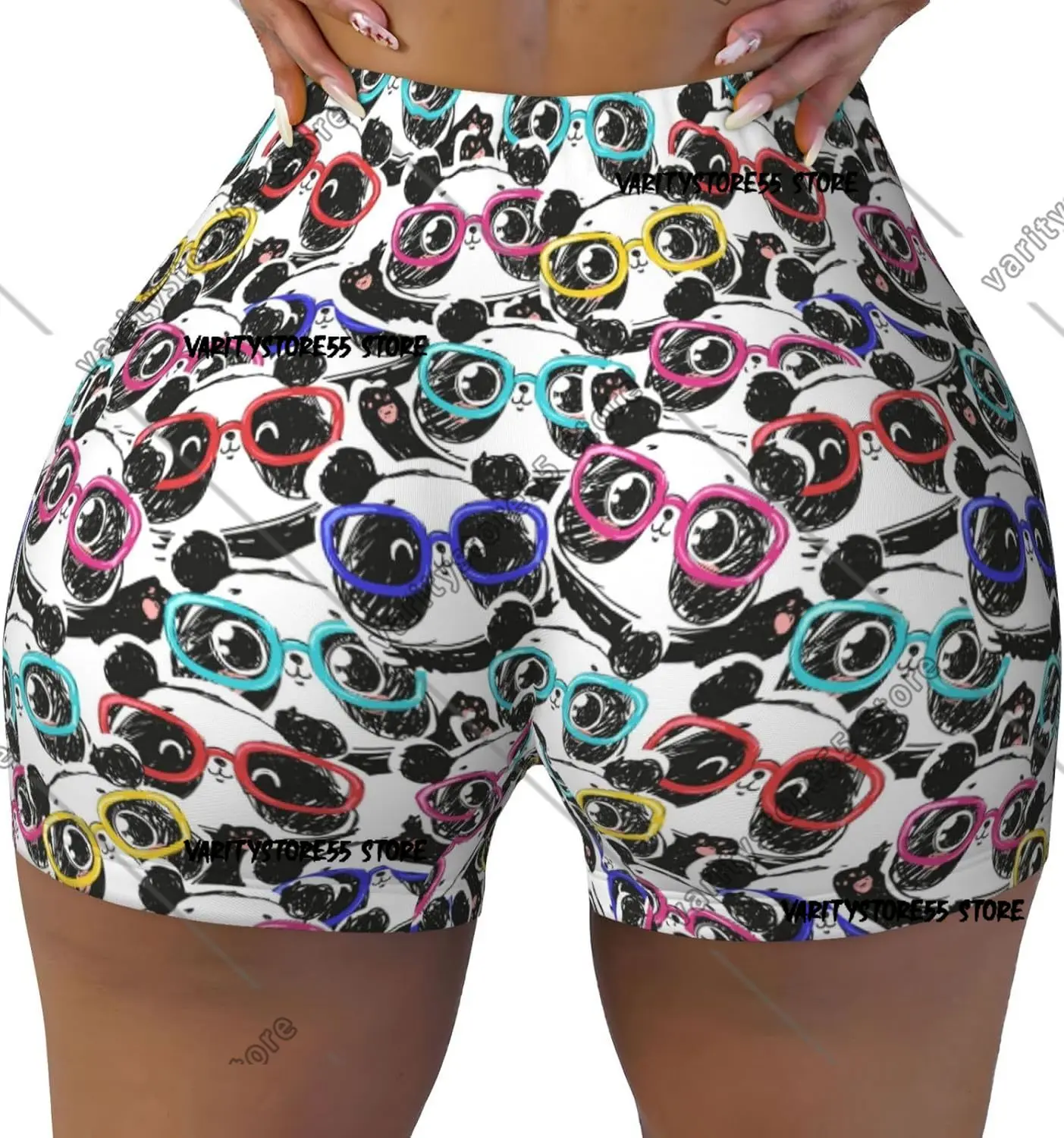 

Шорты для тренировок с принтом панды и очков для женщин, бесшовные мягкие гладкие шорты для занятий йогой в тренажерном зале, активные шорты