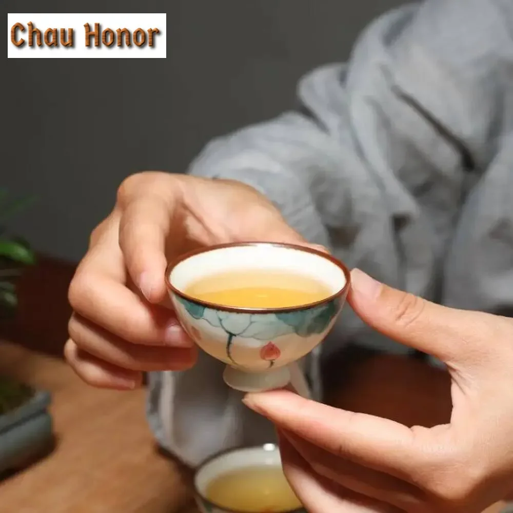 

45 мл китайская керамическая чайная чашка, персональная чашка для медитации, ручная роспись, чайная чаша с лотосом, мастер-чашка, бутик ручной работы, чайный сервиз, аксессуары
