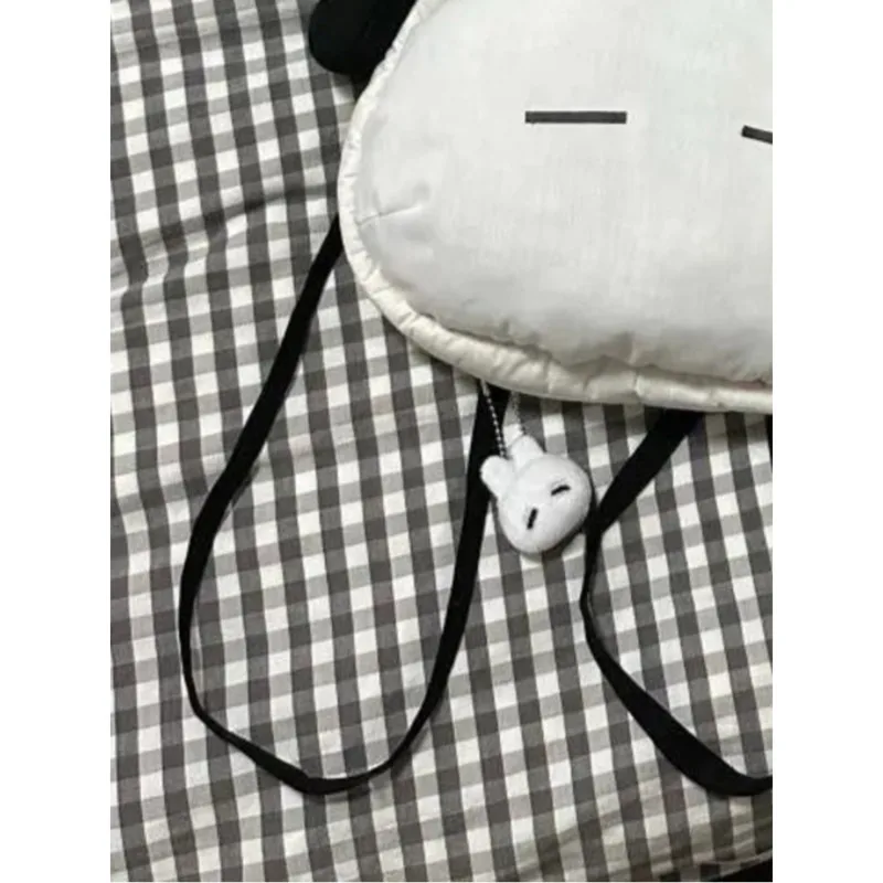 Kawaii Earphone Bunny Backpack For Women White Black Rabbit Head Shape Schoolbag Portable Large Capacity Travel Knapsacks