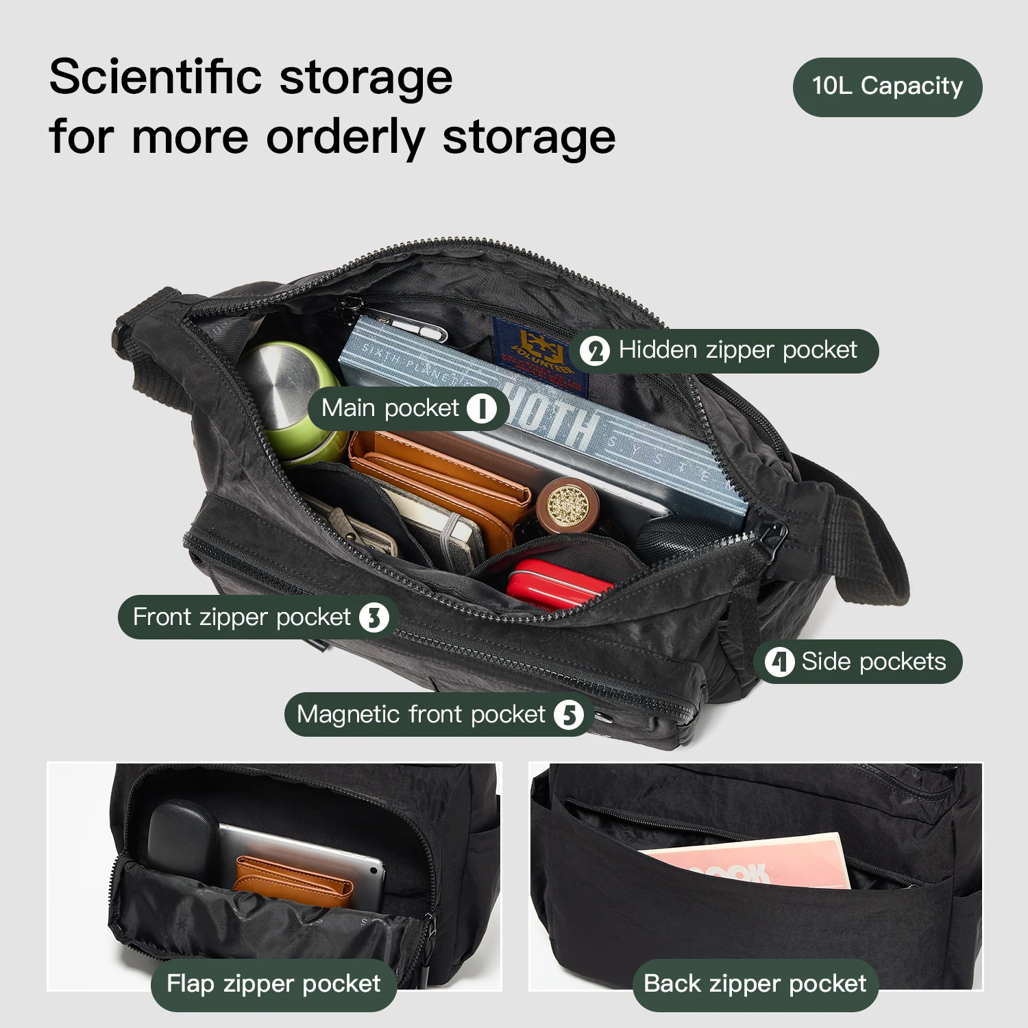 Volunteer Men's Crossbody Shoulder Bag Casual Waterproof Oxford Cloth Messenger Bags Man Fashion Commuter Sling Bag Male 1864-05
