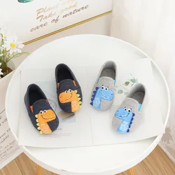 Autumn Winter Boys Cotton Fabric Home Shoes Children Cute Dinosaur Floor Slippers Kids Anti-slip Sock Shoes Indoor Warm Slippers