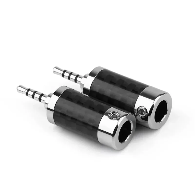 Jack 2.5Mm 3.5Mm 4 Tiang Steker Headphone untuk Colokan Solder Cangkang Serat Karbon Jack Audio Kabel Earphone 2.5 3.5 Konektor TRRS