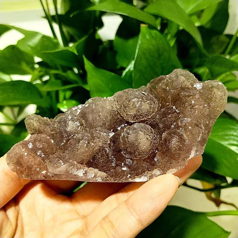 Natural Window Smoky Quartz Color Frame Fluorite Mine Mark Specimen Meditative Spirit Energy Healing StonesFeng Shui Decoration