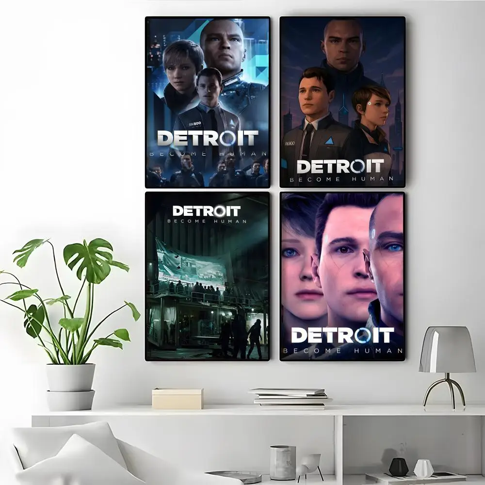 Game D-Detroit Become Human Poster Sticky Wall Art Printing Waterproof Home Living Bed Room Aesthetic