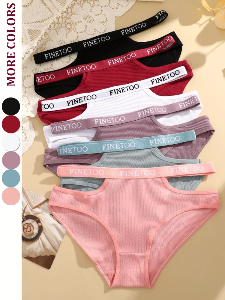 

3Pcs Sexy Cotton Double Letter Belt Briefs Women's Panties Hollow Out Intimate Underpants Solid Color Fashion Underwear S-XL