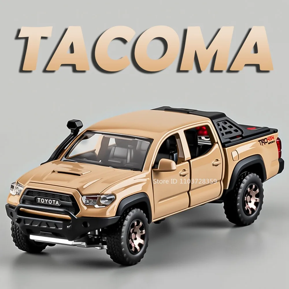 

1:32 Tacoma Tundra Пикап Модель игрушечного автомобиля из сплава, литой под давлением звук, свет, двери, открытые откатные мини-внедорожники для детей, подарки