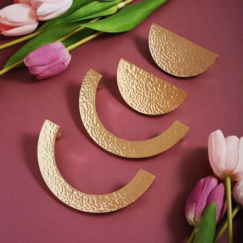 Hammer Semi-circular Brass Wardrobe Kitchen Cabinet Door Handle Closet Drawer Nordic Simple Luxury American Pull Cupboard Handle