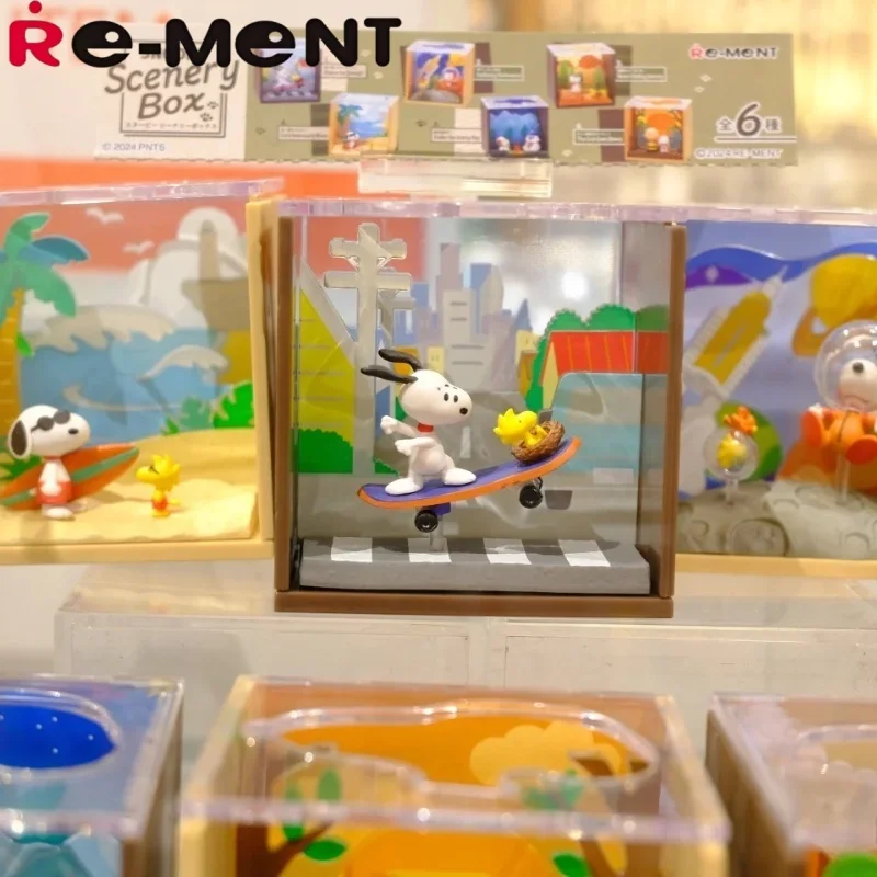 Re-Ment – figurine d'astronaute Snoopy authentique, ornement, jouets bonbons, boîte de scène tendance, aveugle, jeu cadeau personnalisé