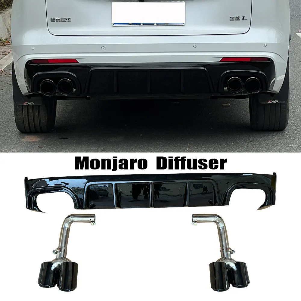 For Geely Xingyue L Monjaro 2021 2022 2023 Rear Bumper Diffuser Splitter Chin Spoiler Bodykit Four way exhaust pipe