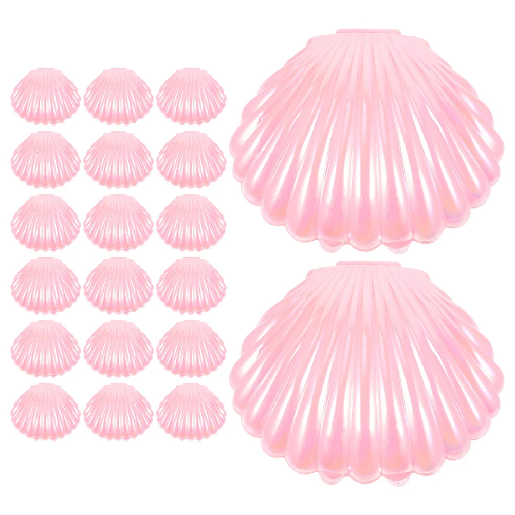 20 Pcs Jewelry Boxes Candy Sea Shell Holder Small Jar Chocolate Gift for Dish Pink Plastic Containers