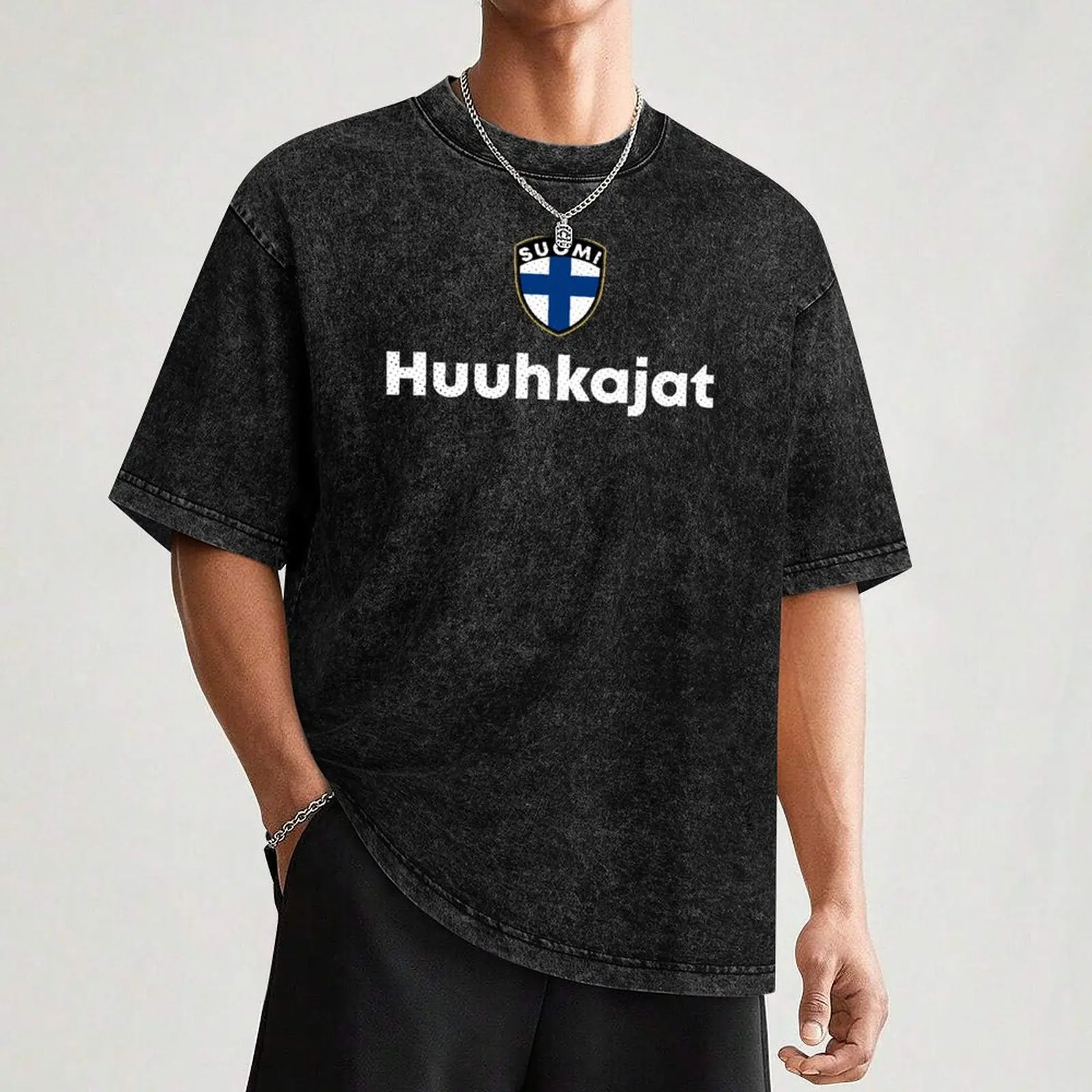 Huuhkajat Suomi Finland T-Shirt Minimalist Plain Crew Neck T-Shirt