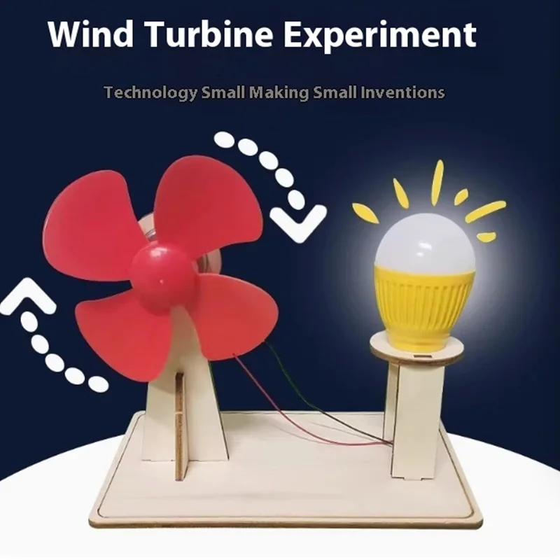 DIY Wooden Wind Turbine Model Children's Science Toy Assembly Steam Technology Physics Education Learning Game Toy