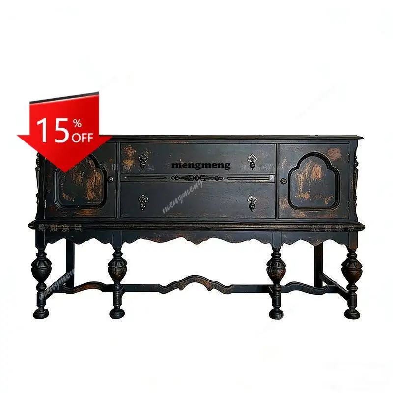 

B178 American retro solid wood porch cabinet, locker, living room wall decoration, dining side cabinet