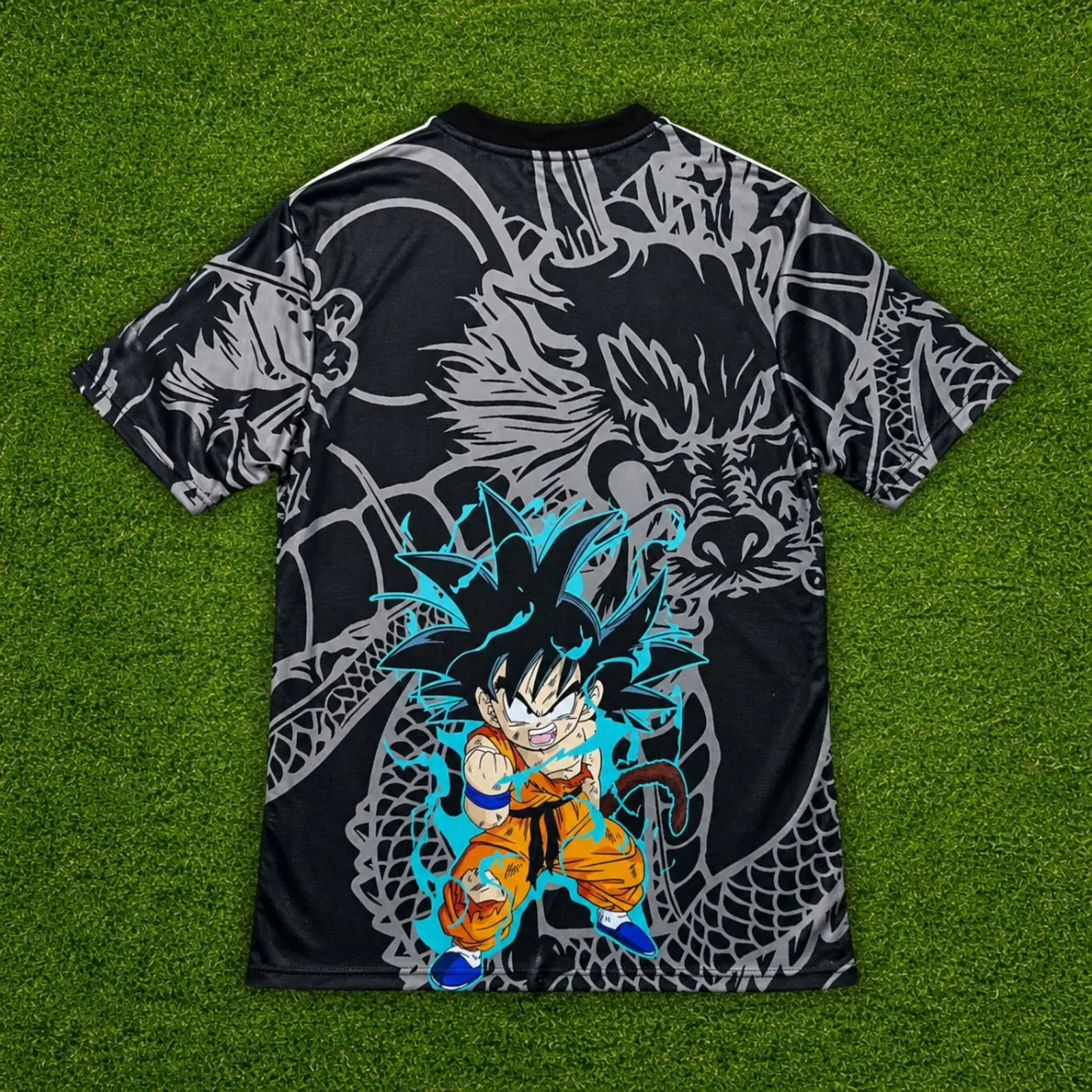 Dragon Ball Goku Japan National Team Soccer Jersey,Black Dragon Pattern Anime Football Tee, Quick Dry Top For Men Women Children