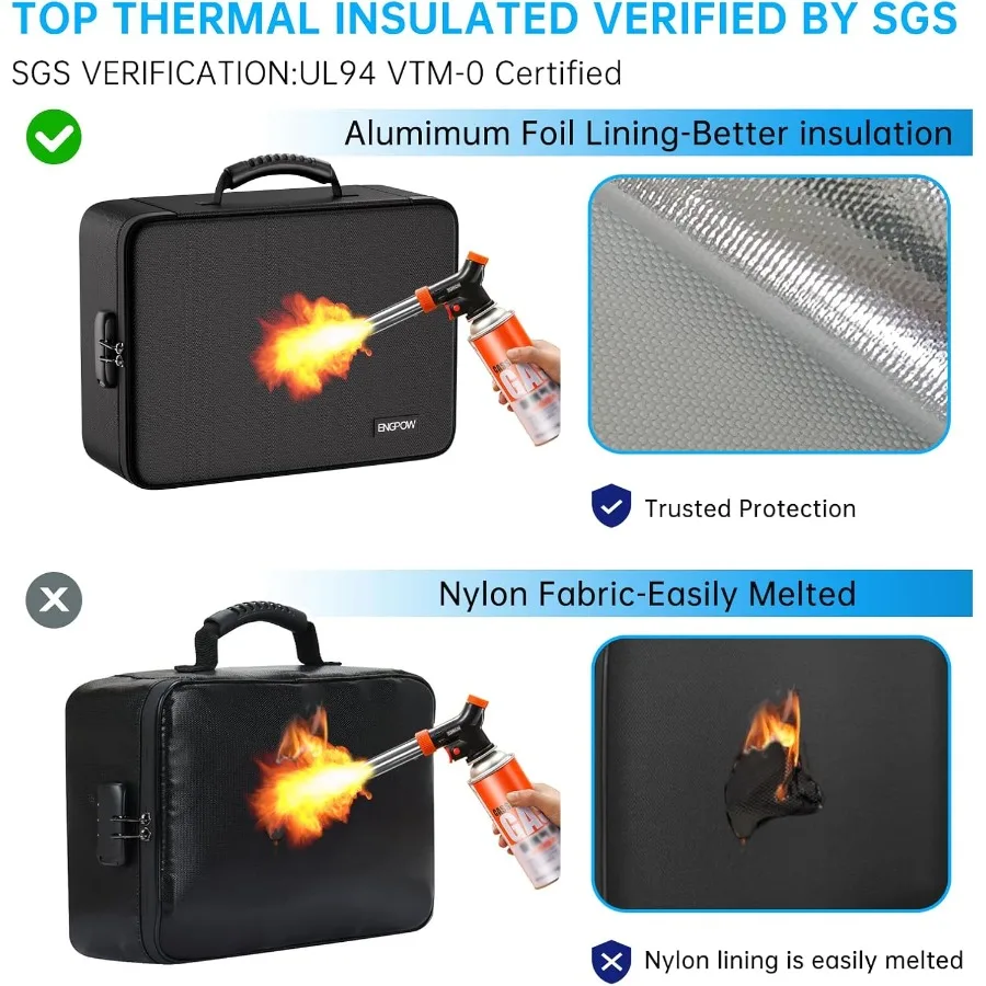 File Organizer Bag with 13 Pocket Accordion File Folder Fireproof Document Organizer with Lock Labels MultiLayer Portable Home