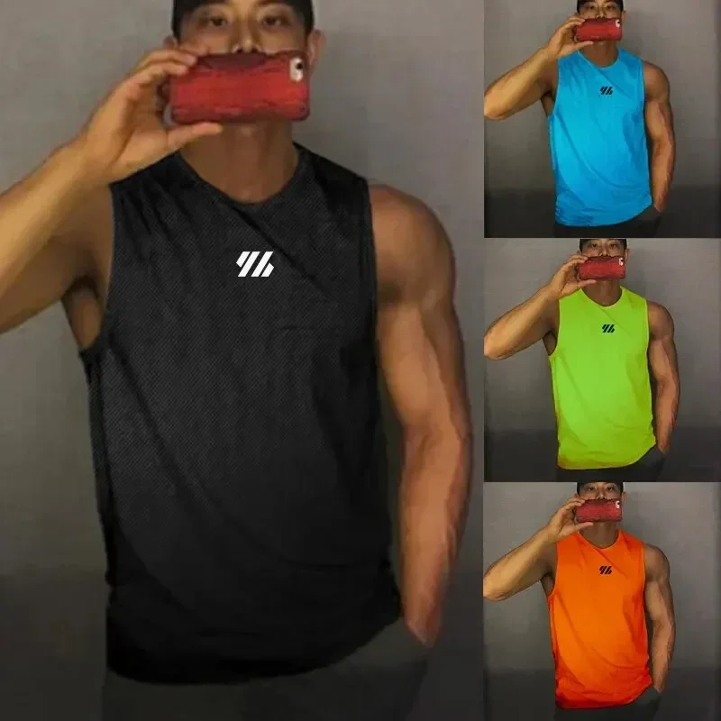 

Men's Summer Mesh Quick-Drying Sportswear Running Vest Bodybuilding and Fitness Tank Tops Gym Clothing