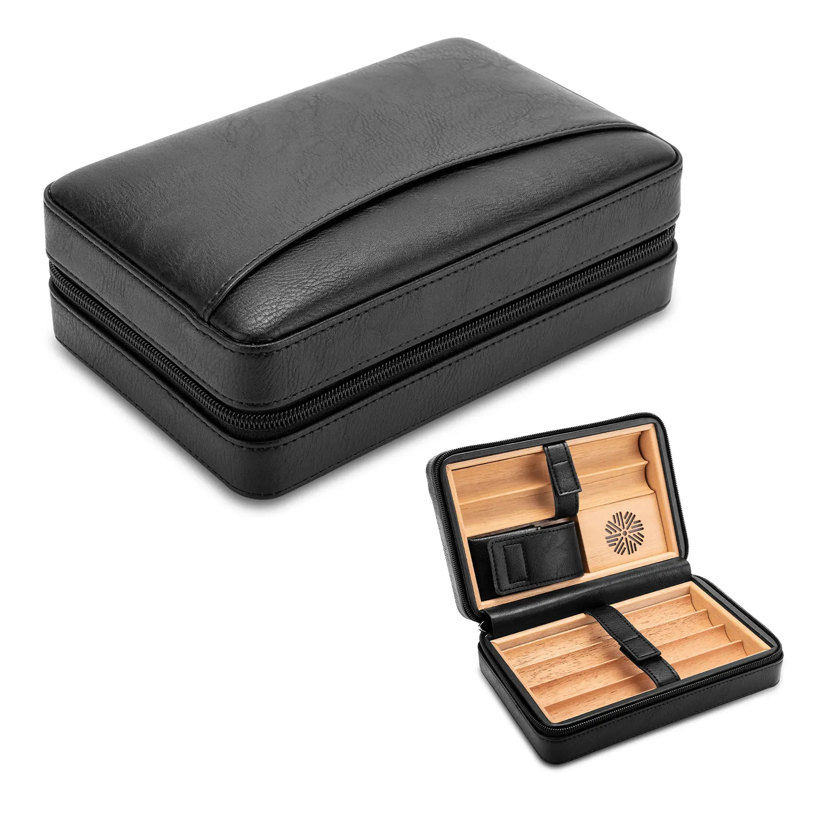 جلد كلاسيكي مطلي بالجلد مبطن من خشب الأرز 6 عبوات محمولة مقاومة للرياح ومتعددة الاستخدامات