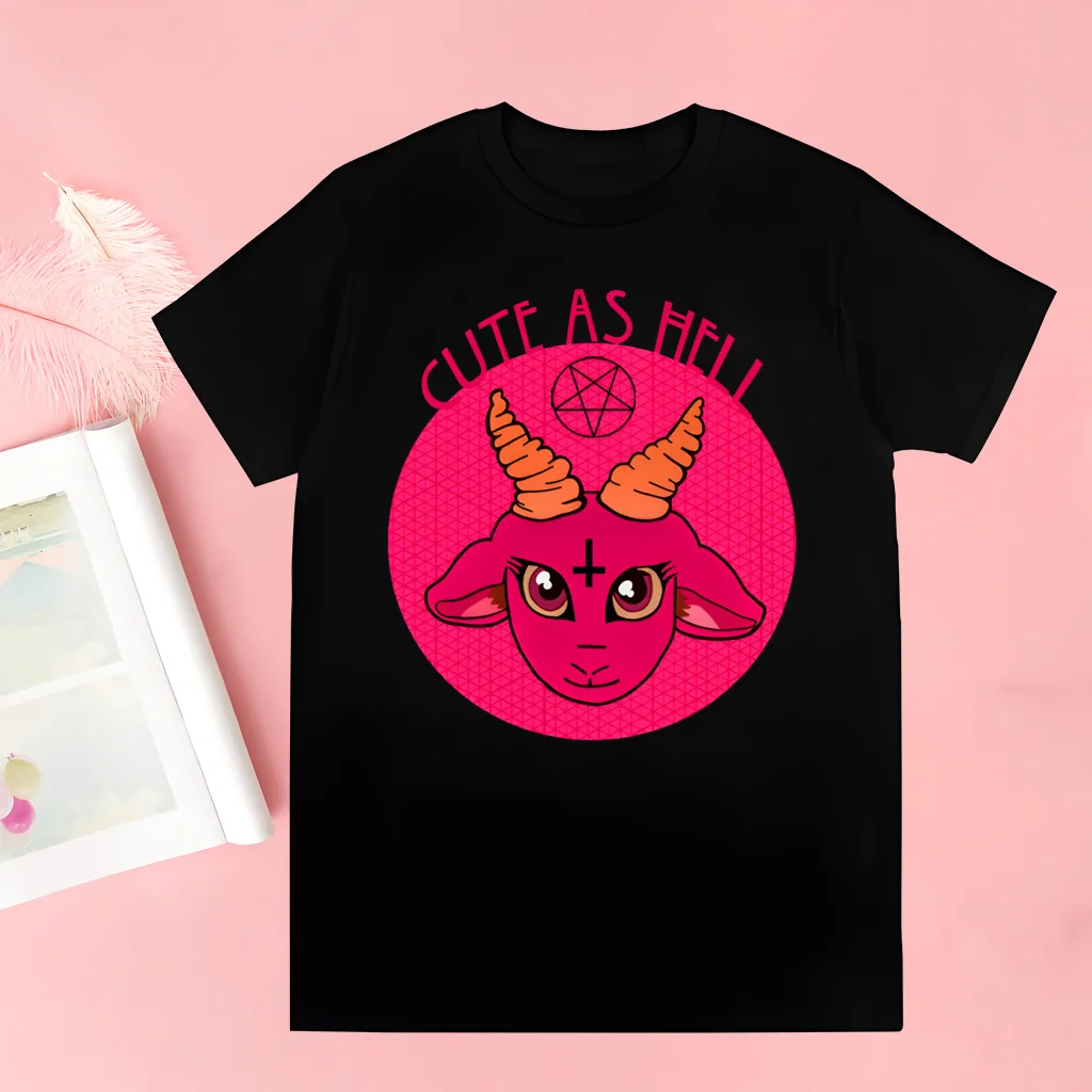 Baphomet Satan Demon Ghost Occult Goat Scary Evil Funny T Shirt Men New Casual Short Sleeve Tshirt Homme Manga Unisex T-shirt