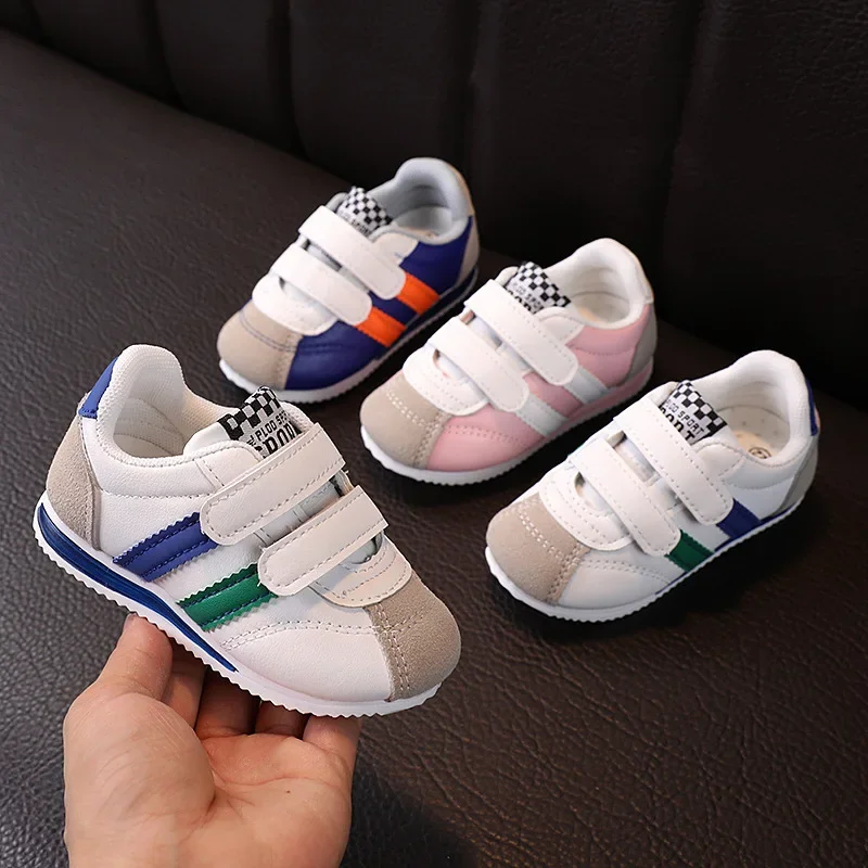 Children Casual Sports Shoes Boys Girls Soft Bottom Anti-slip Running Walking Shoes Velcro Lightweight Breathable Mesh Sneakers