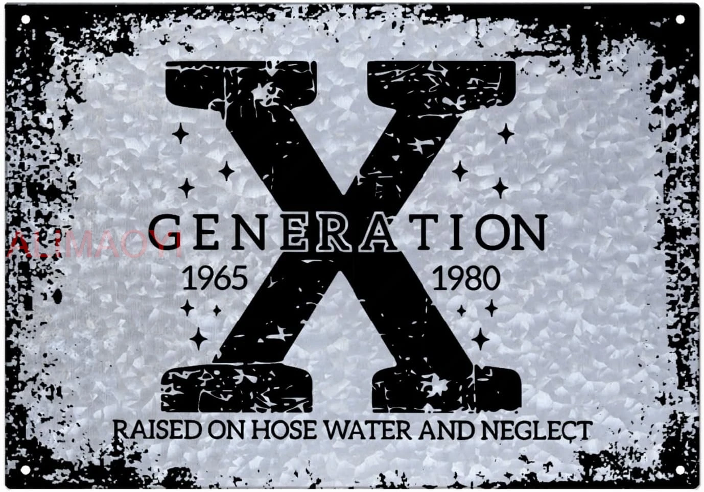 Gen X Raised On Hose Water And Neglect Galvanized Tin Signs Funny Bathroom Decor For Room One Size, white nice