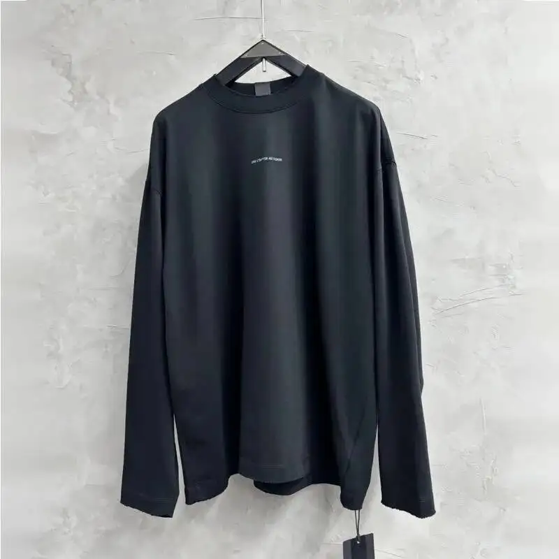HKSH Spring Autumn New Men Tide Loose Long Sleeve T-shirt Chic Casual Streetwear Design Frayed Digital Printing Tops Ins HK12760