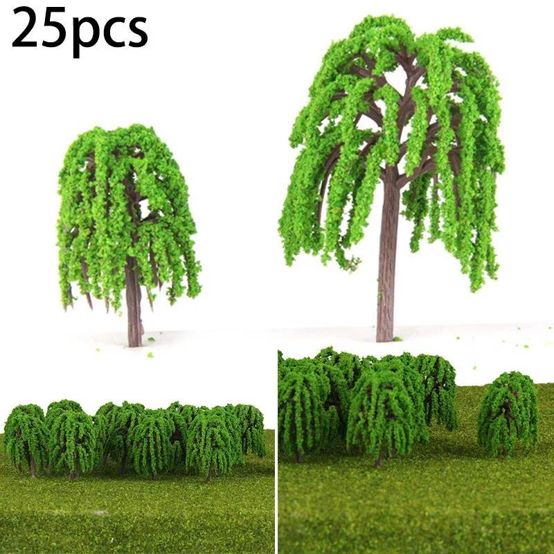 Enhance your model landscapes with these high simulation 3D landscape decoration model willow trees, 25pcs, 5 5cm