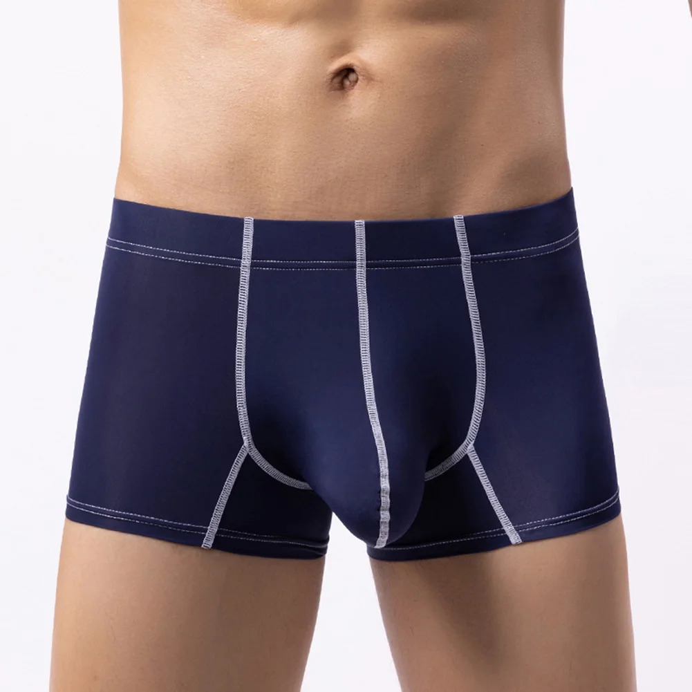 Underwear Men\'s Brief Men Middle Waist Pouch Sexy Soft Gray\\Blue\\Royal Blue\\White Ice Silk Lingerie Underwear