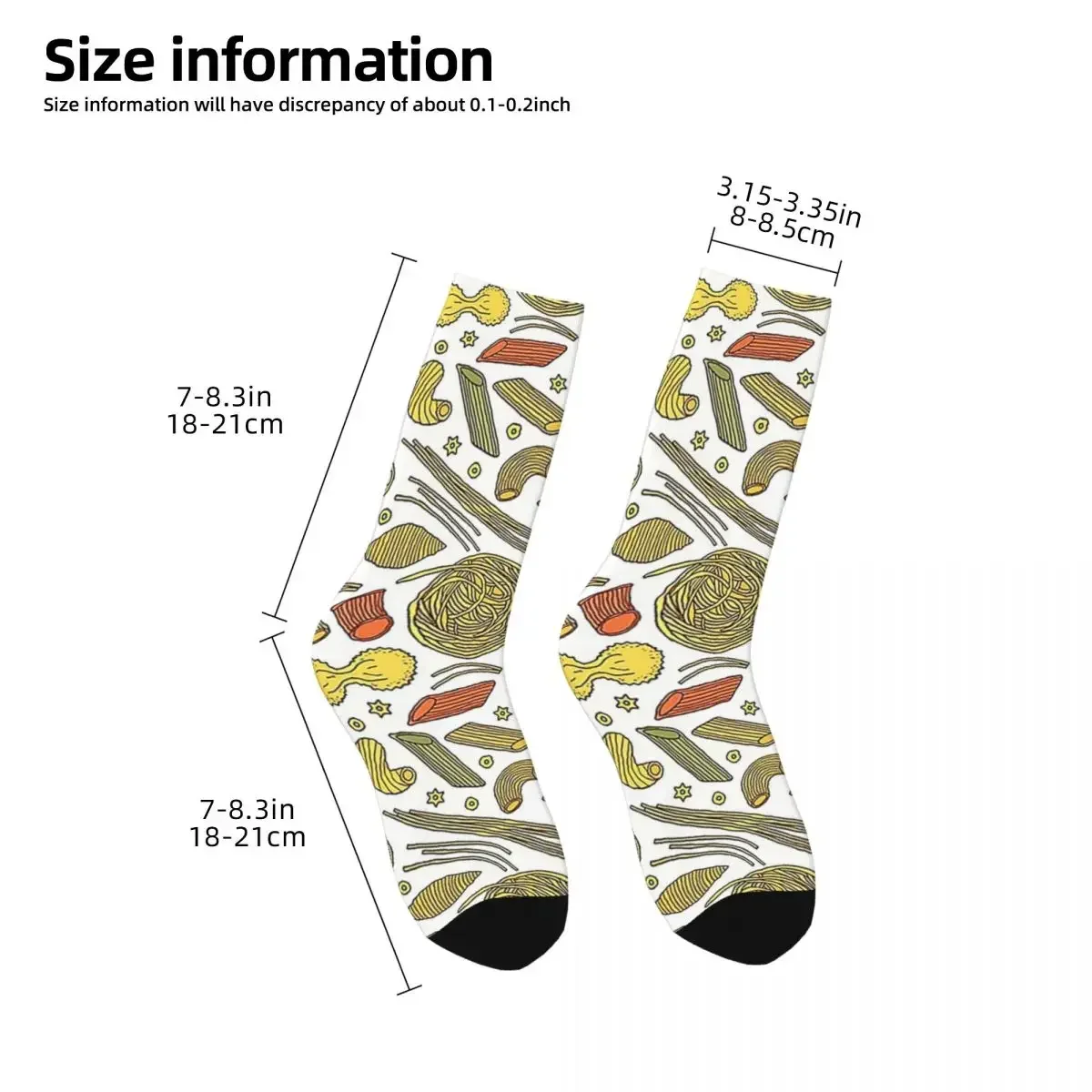 Pasta Pattern Socks Harajuku Sweat Absorbing Stockings All Season Long Socks Accessories for Unisex Gifts